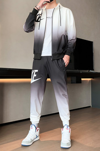 2021秋冬季开衫卫衣男套装渐变色休闲长裤套装A074-TZ926-P80图片