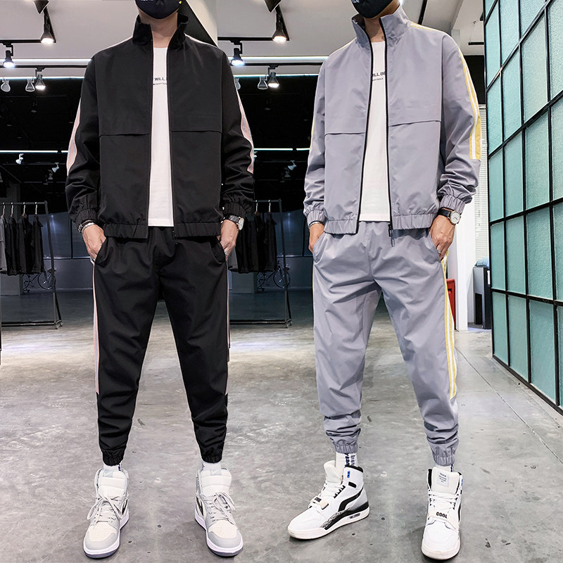 男士休闲套装秋季2021新款韩版潮流工装夹克运动秋装A074-T30-P80图片