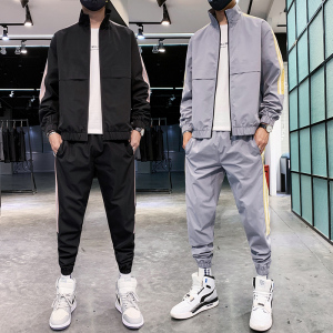 男士休闲套装秋季2021新款韩版潮流工装夹克运动秋装A074-T30-P80图片