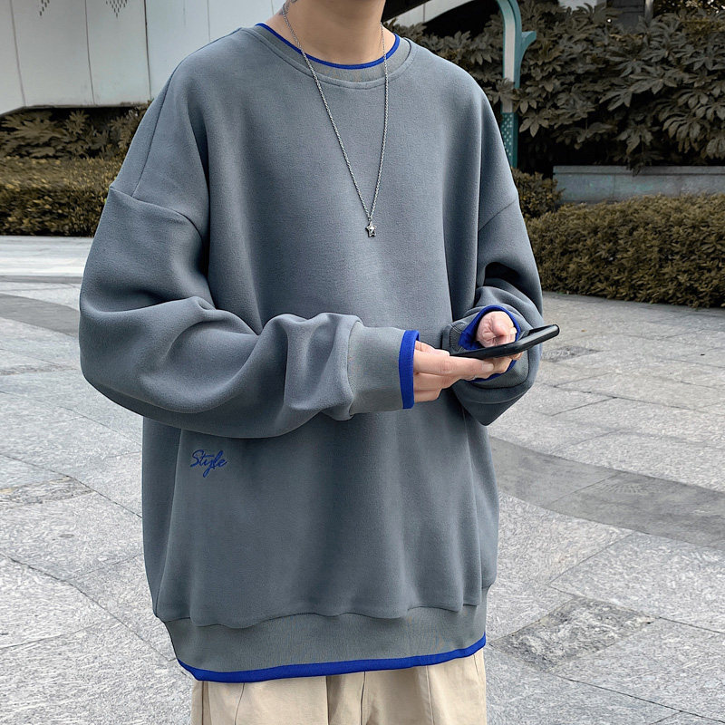 秋季卫衣男潮流港风纯色 拼接卫衣男A210-AW935图片