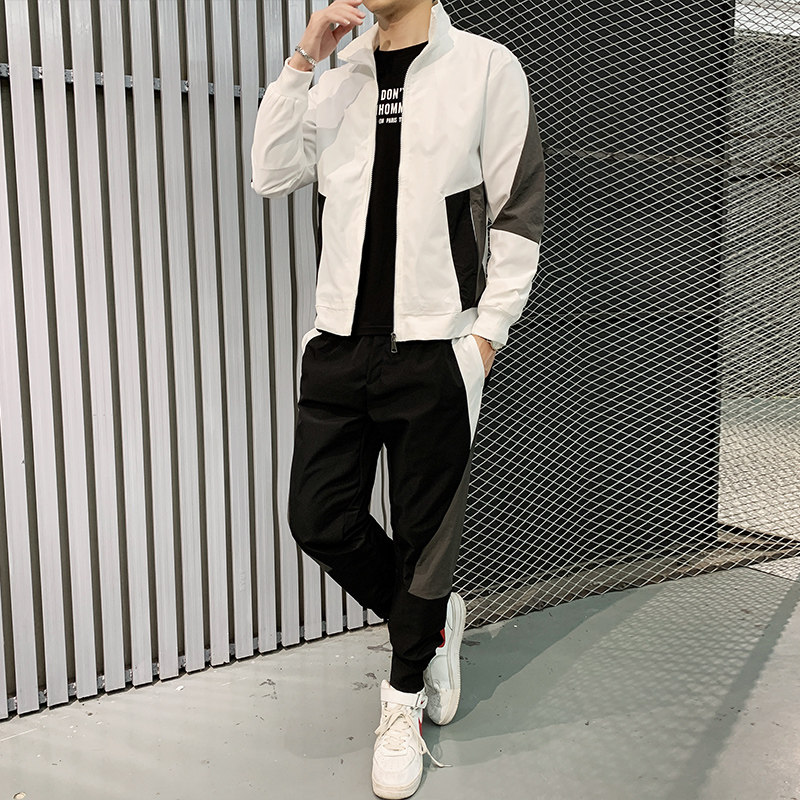 男外套新款长袖夹克套装潮流休闲运动两件套TZ9383-P90,男装夹克,星座210-1
