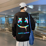 港风秋季卫衣男潮流时尚套头圆领宽松夜光卫衣男A074-WY23-P55，男装卫衣，星座210-1
