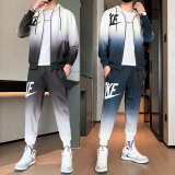秋冬季开衫卫衣男套装渐变色休闲长裤套装A074-TZ926-P80，男装卫衣，星座210-1