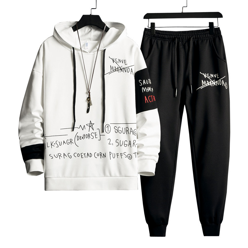 休闲套装男秋冬季青少年潮流加绒运动服搭配一套20140-TZ830-P55,男装卫衣,星座210-1