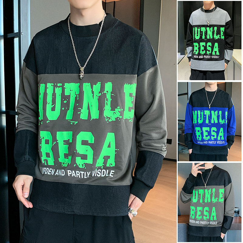 0潮牌工装卫衣男男士潮流运动休闲圆领上衣潮A074-A505,男装卫衣,星座210-1