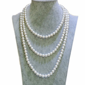 天然南母贝珍珠项链正圆毛衣链长款旗袍复古秋冬百搭强光多层旗袍