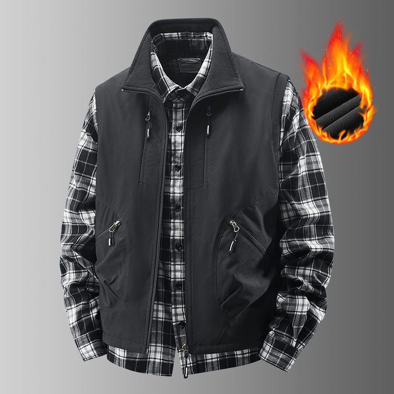 户外休闲秋冬青年拉链翻领马甲