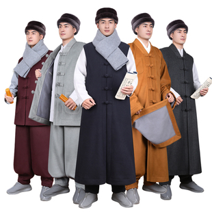 尚远冬季僧服毛绒加绒中褂短伽蓝长伽蓝马甲僧侣中年保暖马夹