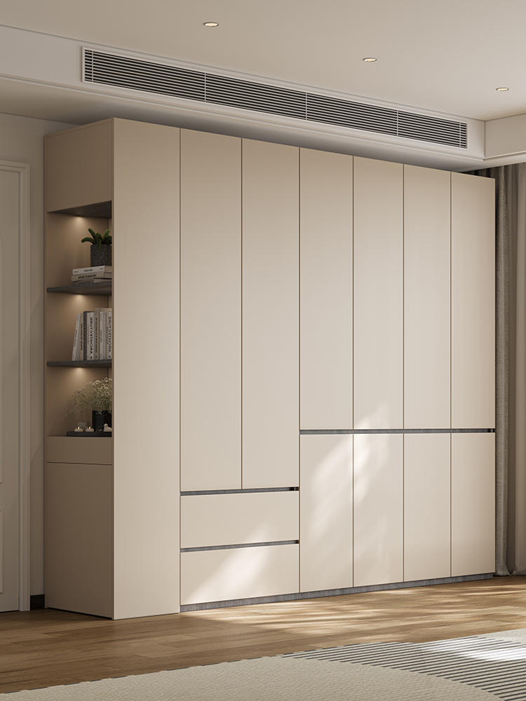 贵阳实木颗粒板衣柜家用卧室一门到顶上下分段式简约现代小户型大