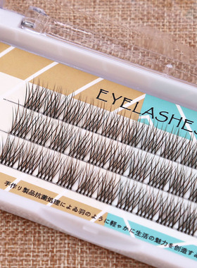 分段式假睫毛自然浓密仿真单簇自己剪开黑棕色透明梗自嫁接SNR021