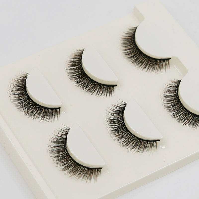 假睫毛3d立体 自然浓密短款黑棕相间逼真裸妆素颜假睫毛W28