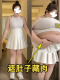 微胖大码 短裙 jk百褶裙女春夏梨型身材遮肉高腰显瘦防走光A字西装