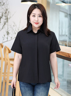 黑色衬衫女短袖夏大码职业装OL