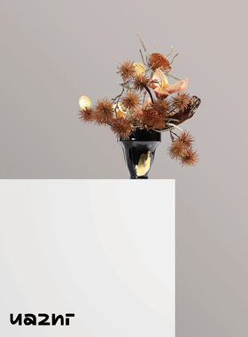 花小只 新中式手工金箔花器橙色系花艺耀彩 样板间展厅茶几摆件