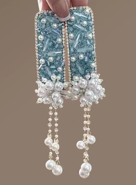 HEY TAO精致珍珠流苏侧边夹高端发饰女款轻奢高级感头饰百搭发夹