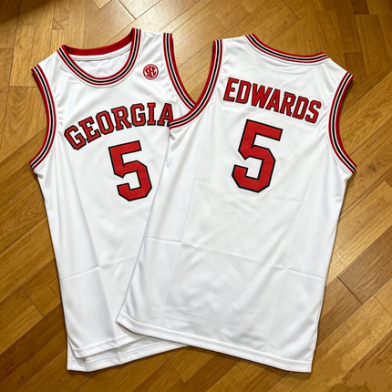 5号爱德华兹球衣 Edwards佐治亚大学复古刺绣美式篮球服运动背心