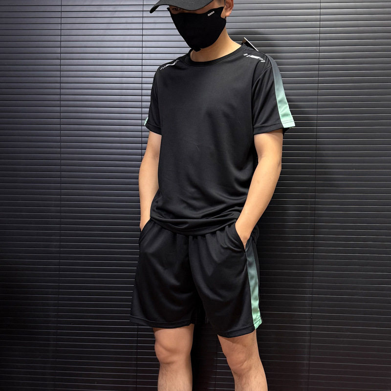 夏秋套装宽松透气速干短袖T运动休闲健身男跑步训练服装清凉舒适