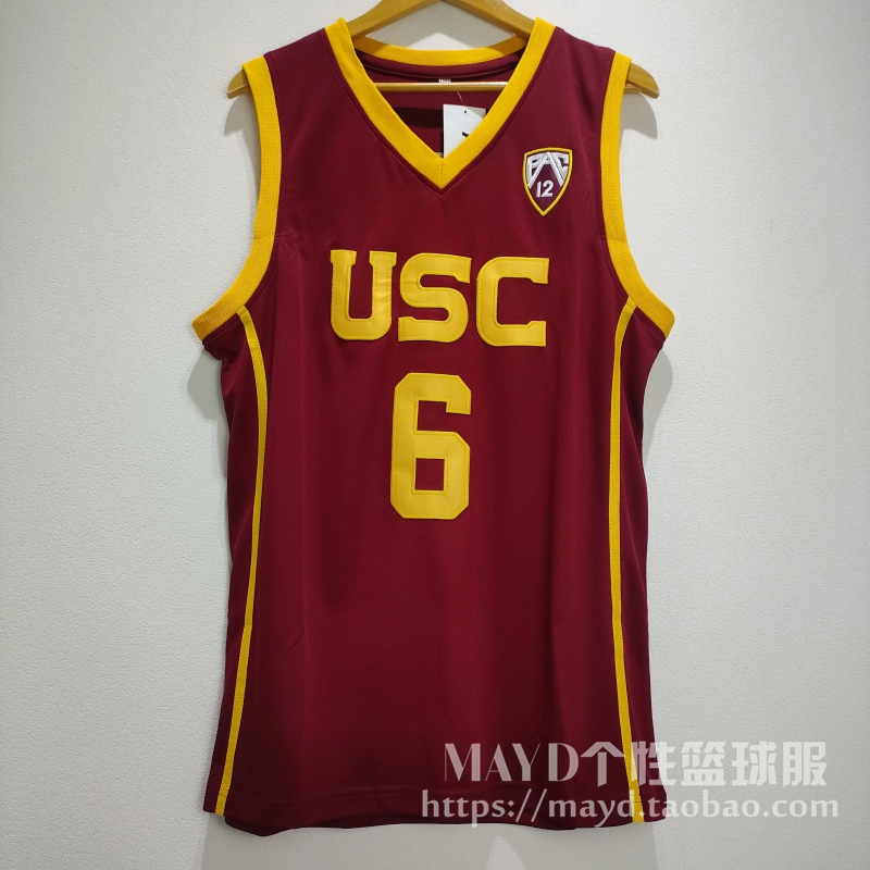 6号布朗尼詹姆斯球衣Bronny南加大刺绣篮球服速干背心大学生USC男