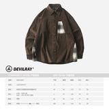 山一商店243CS09147纯棉灯芯绒格纹斜向拼接衬衫P85K118秋季，男装衬衫，电商S003