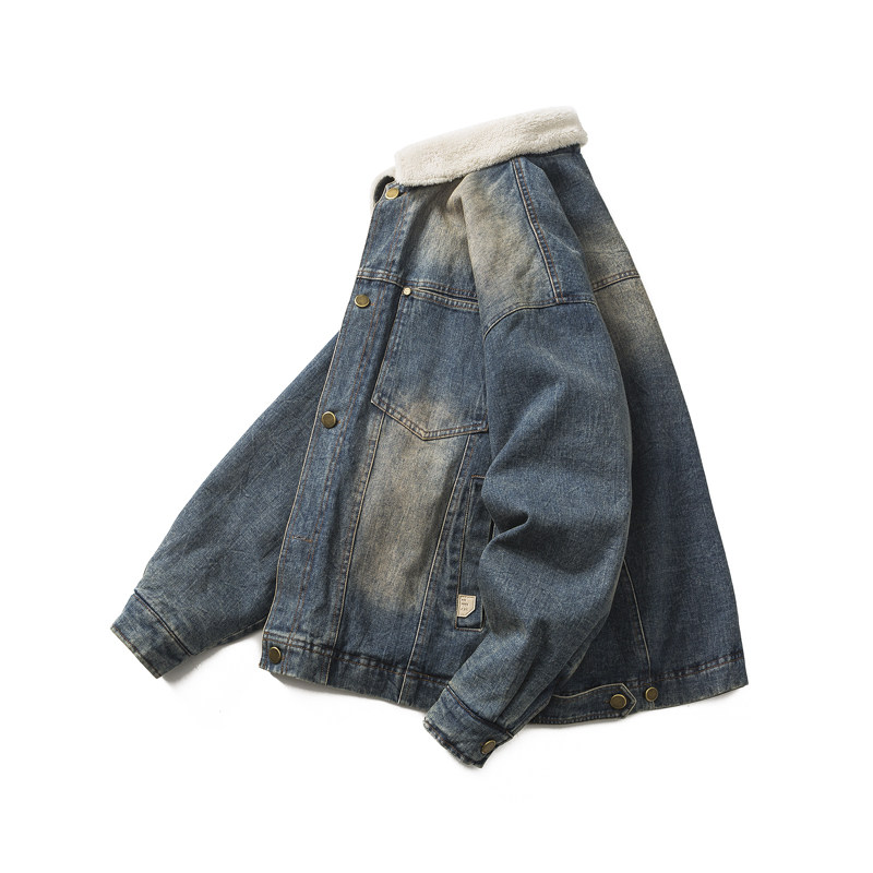 原B429山一商店-234MY09198羊羔毛领牛仔水洗棉服P200-K288,男装棉衣,电商S003
