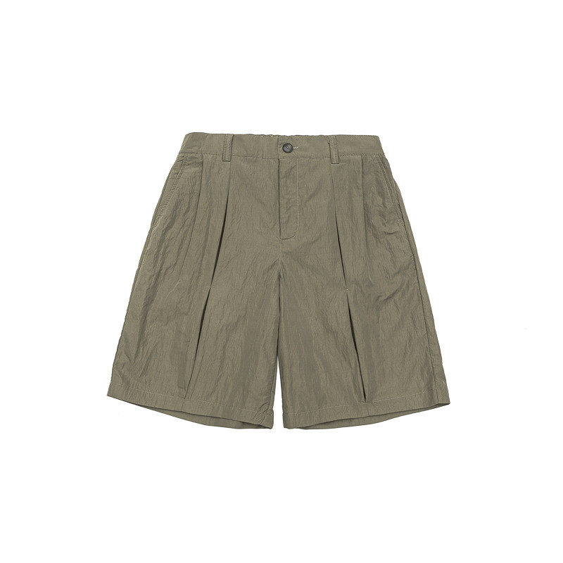 夏款NR-252DK13132宽松廓形防泼水压褶西装短裤卡其P75K128,男装休闲裤,电商S003