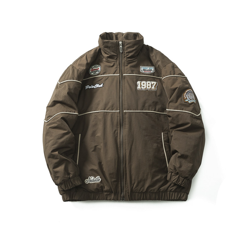 原B429山一商店-234MY09255多徽章美式机车嵌条棉服P165-K228图片