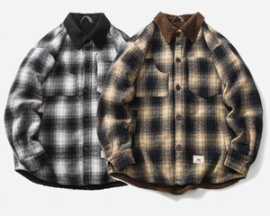 原B429山一-234MY09251羊羔毛毛呢格衬衫版多色大码棉衣P145-K198,男装衬衫,电商S003