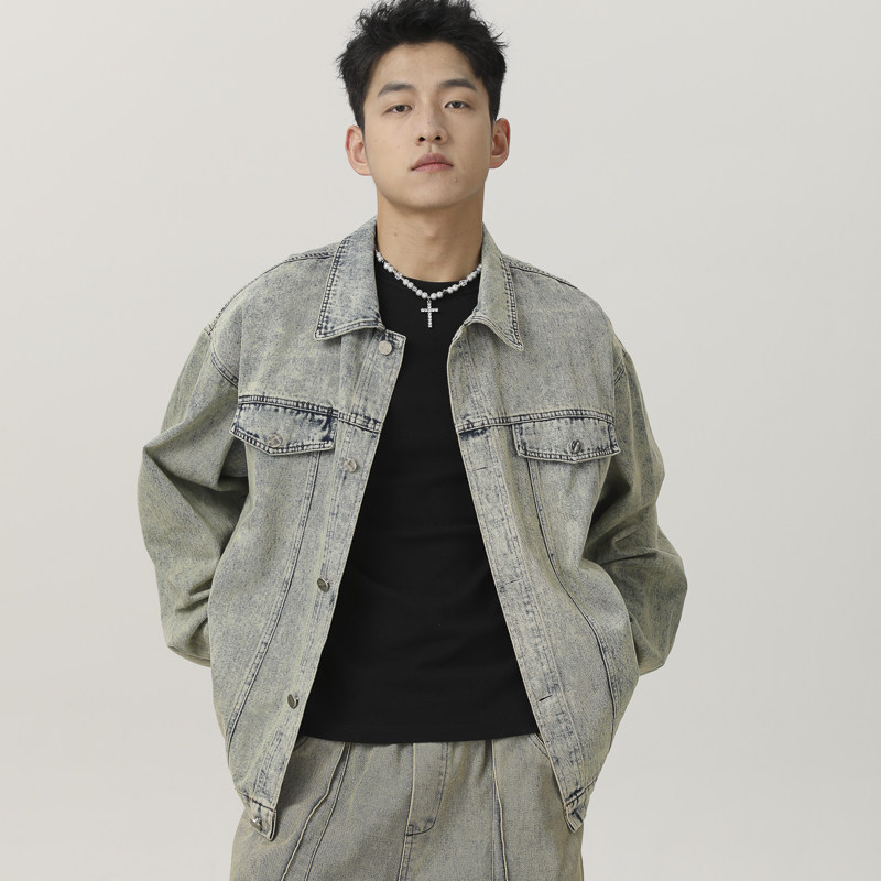 NR-233JK07188复古黄泥染水洗做旧牛仔外套P125-K178秋季新,男装工装外套,电商S003