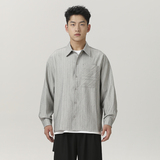 NR-243CS07170高克重人字竖条纹垂感衬衫P95-K128秋季新，男装衬衫，电商S003