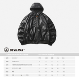 山一商店243JK10123B家廓形短款弯刀袖连帽飞行皮夹克P135K188，男装夹克，电商S003