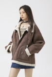 原B429山一商店-234MY00118经典斜门襟结构皮毛一体外套P200-K278，女装短外套，电商S003