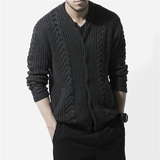 山一商店B429欧美复古扭花针织开衫加厚休闲毛衣--MS008/140，男装针织衫/毛衣，电商S003