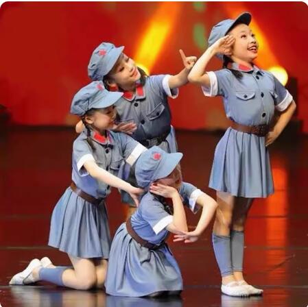 儿童小红军演出服星星在闪烁舞蹈服闪闪红星八路军合唱表演服装特