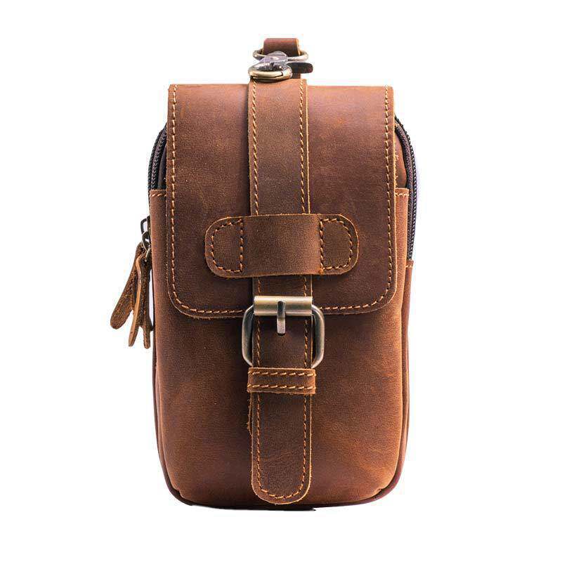 适用于放6.8寸小米17手机包欧美真皮防水复古腰包疯马皮挎腰小包