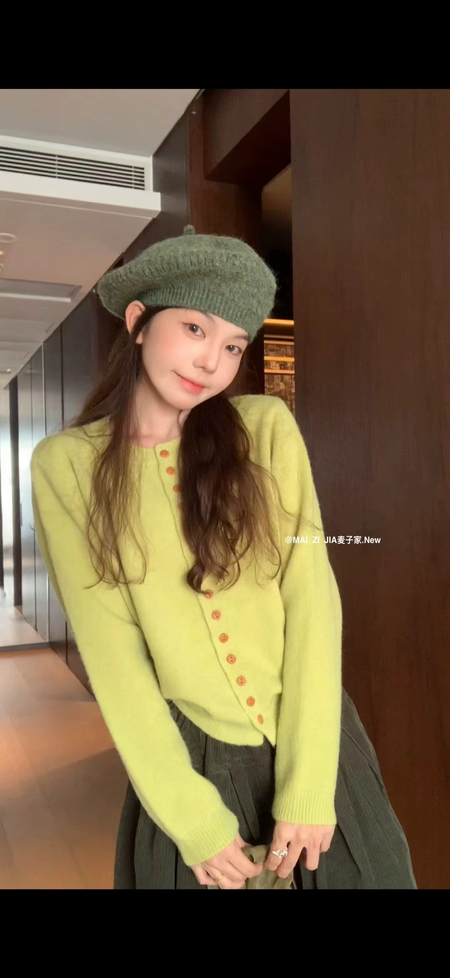 麦子家韩系亮色系针织开衫软糯亲肤单排扣宽松显瘦日常外搭上衣女图片