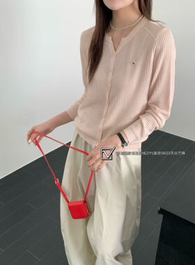 紫依2026春季新韩版时尚百搭圆领针织开衫女设计感小众薄毛衣上衣