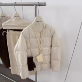 table blue冬白鸭绒羽绒服宽松显瘦百搭圆领羽绒服女短款 保暖外套