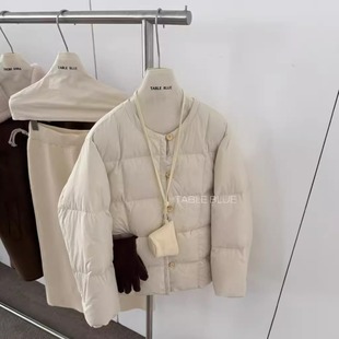 table 保暖外套 blue冬白鸭绒羽绒服宽松显瘦百搭圆领羽绒服女短款