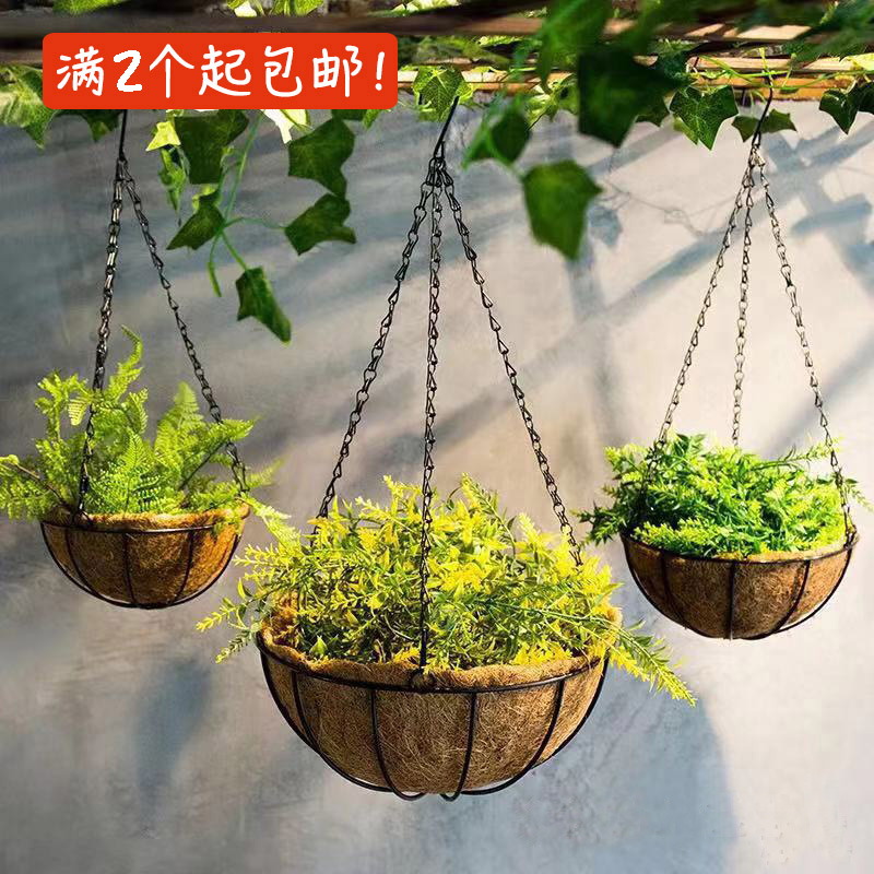 美式乡村田园悬挂吊篮编织干花小花篮花店装饰幼儿园走廊专用吊盆