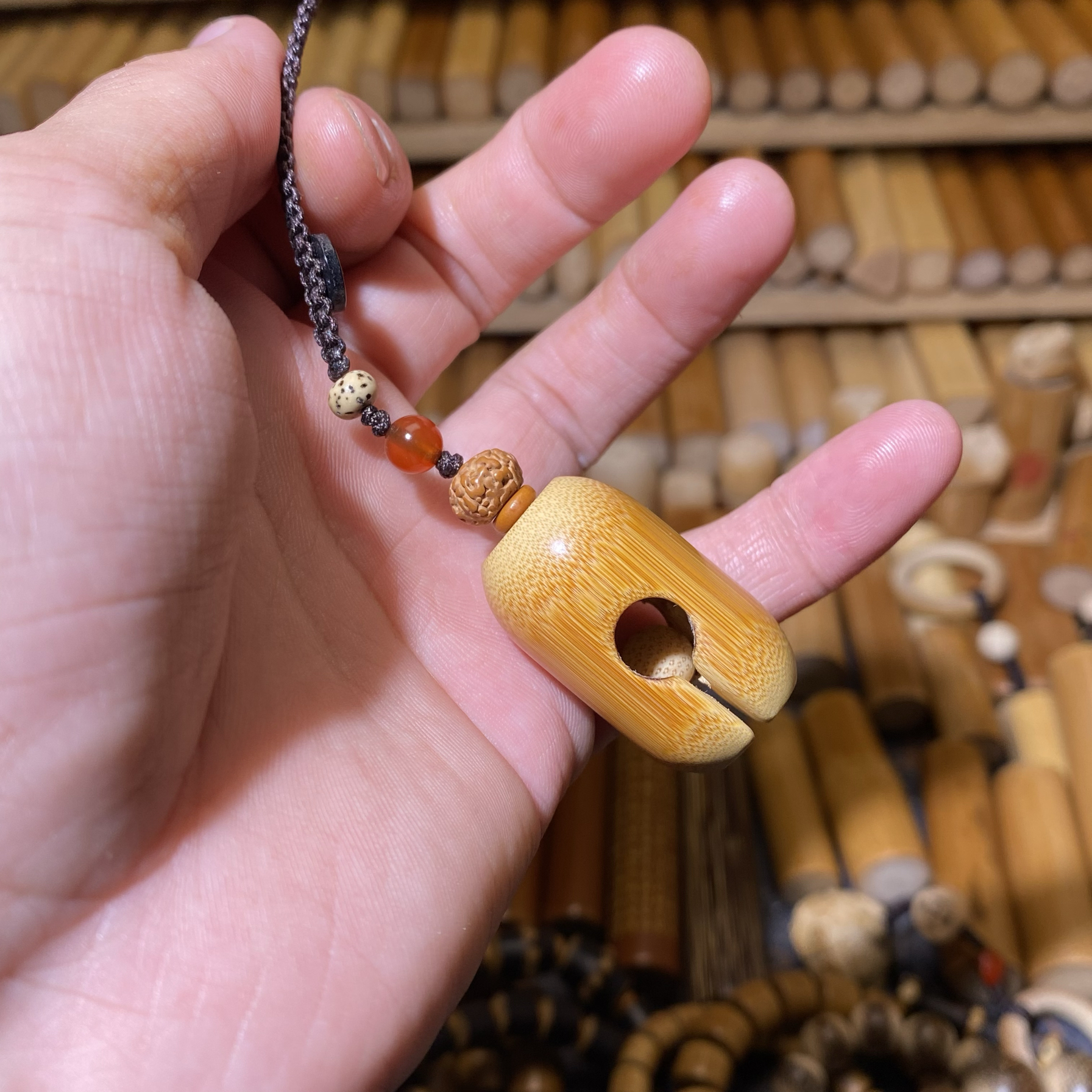 21-33手工铃铛挂件，一物一链接，拍了下架，远山工实心玉竹手把