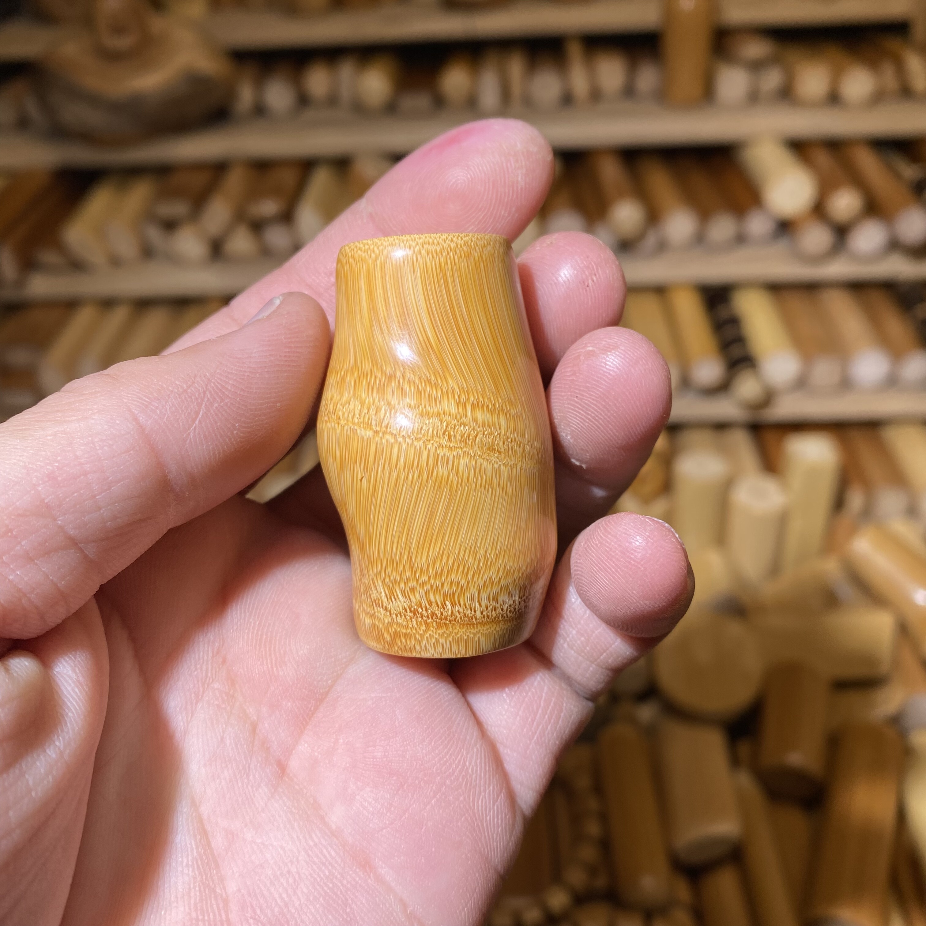 27-47异形扭曲节墩子，一物一链接，远山工实心玉竹手把件