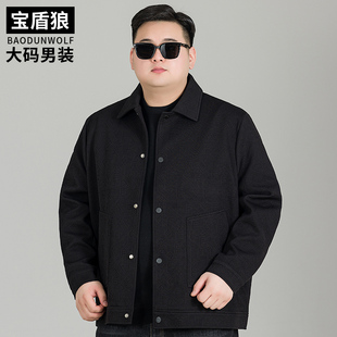 秋冬款加肥大码青年男士休闲翻领夹克衫胖子时尚百搭单排扣外套