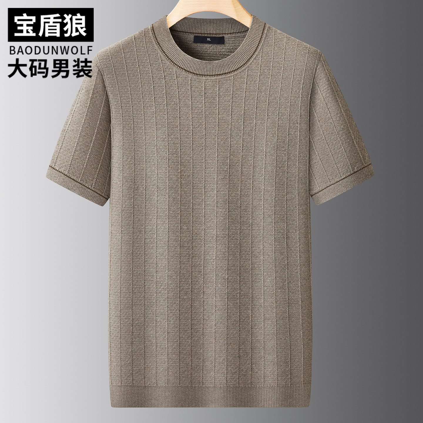 胖哥时尚圆领棉短袖针织衫