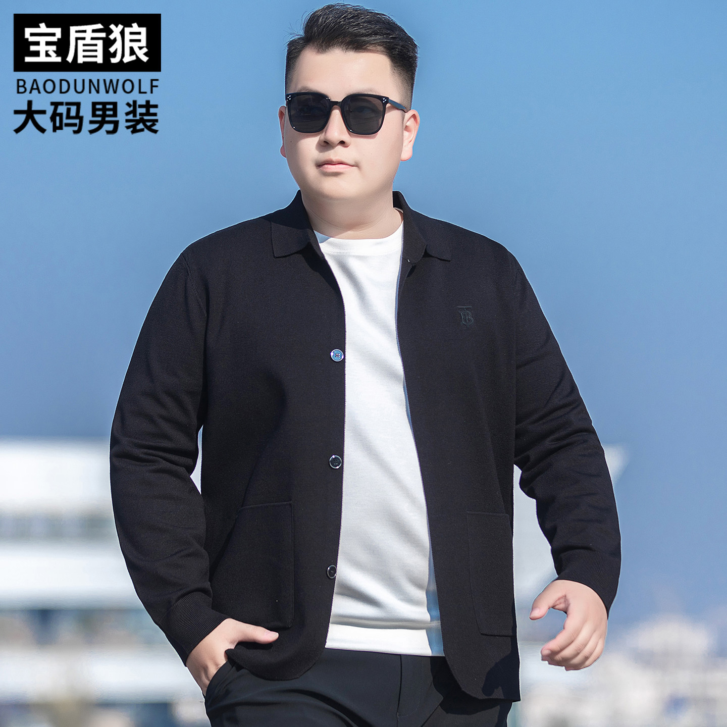 轻奢高端针织衫外套男装加肥大码