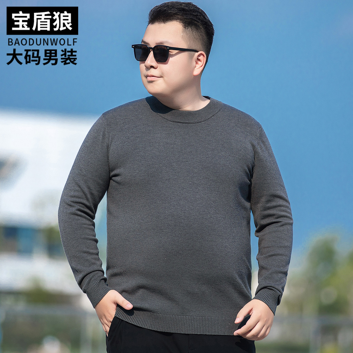 羊毛混纺针织衫男士大码秋冬款