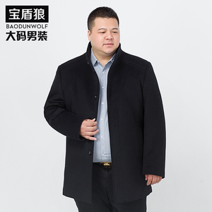 中长款加大码中老年男士毛呢大衣宽松肥佬可脱卸内胆呢子加厚外套