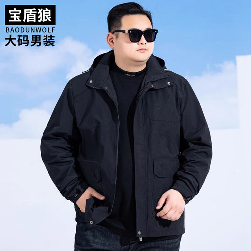 加肥大码男士工装多口袋夹克