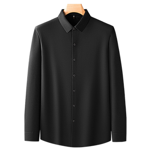 加肥加大男士保暖免烫长袖衬衫肥佬宽松加绒加厚高弹力衬衣打底衫