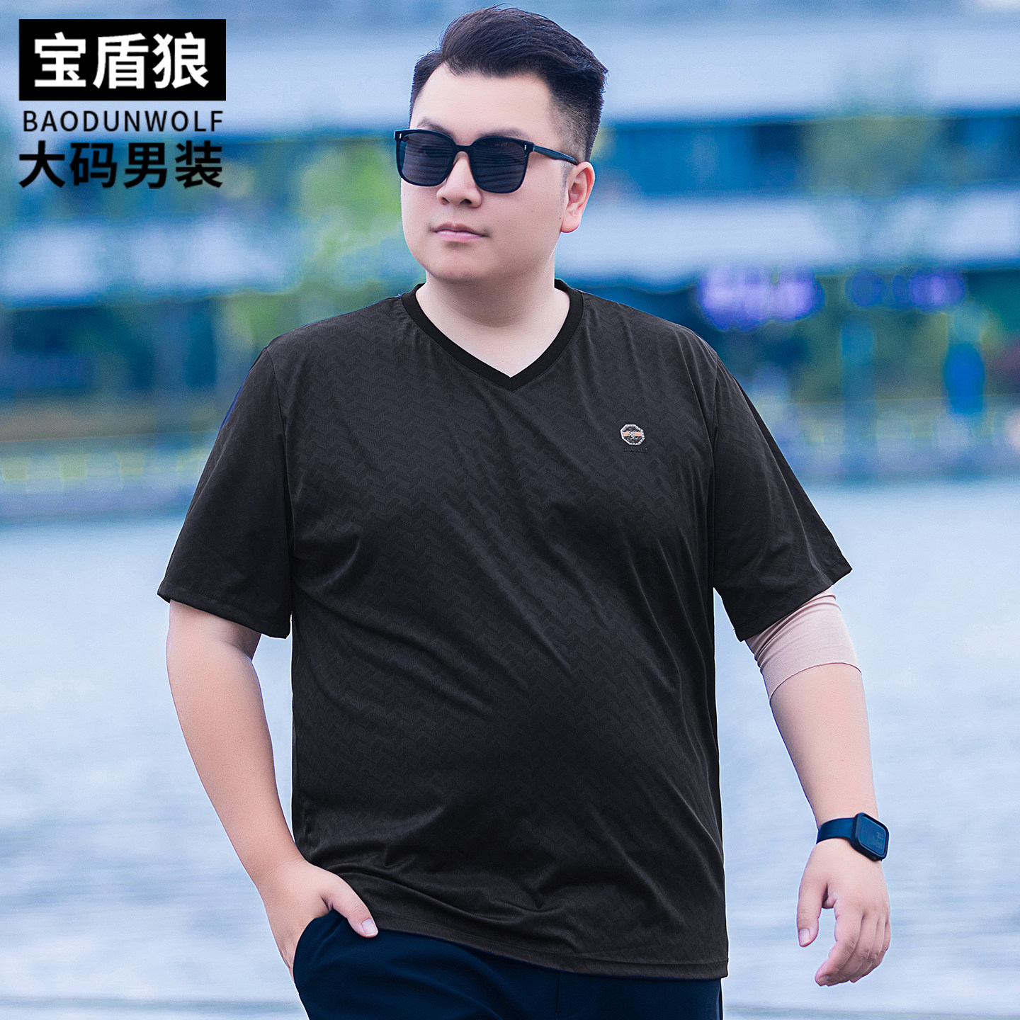 夏季薄款运动短袖t恤男加肥加大