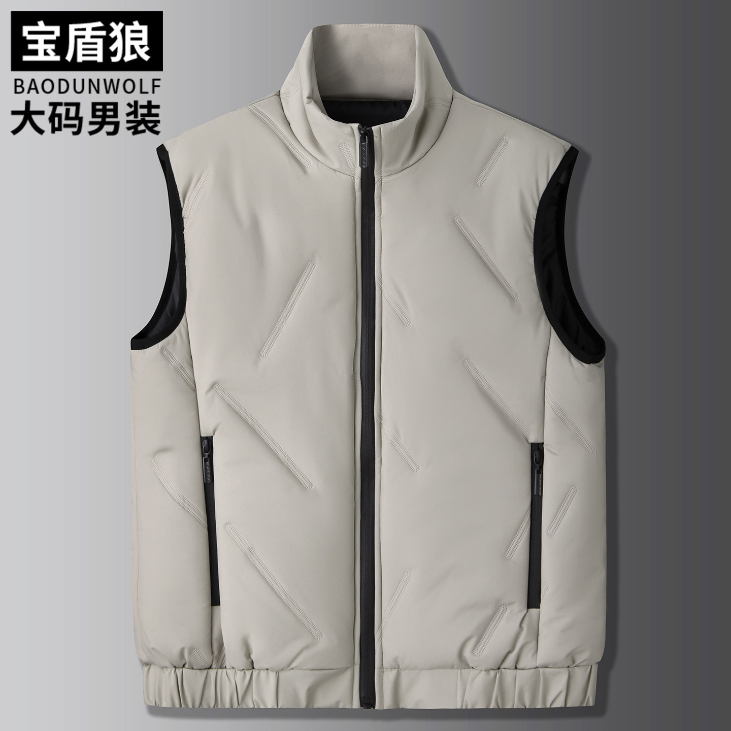 时尚立领保暖坎肩背心男加肥大码